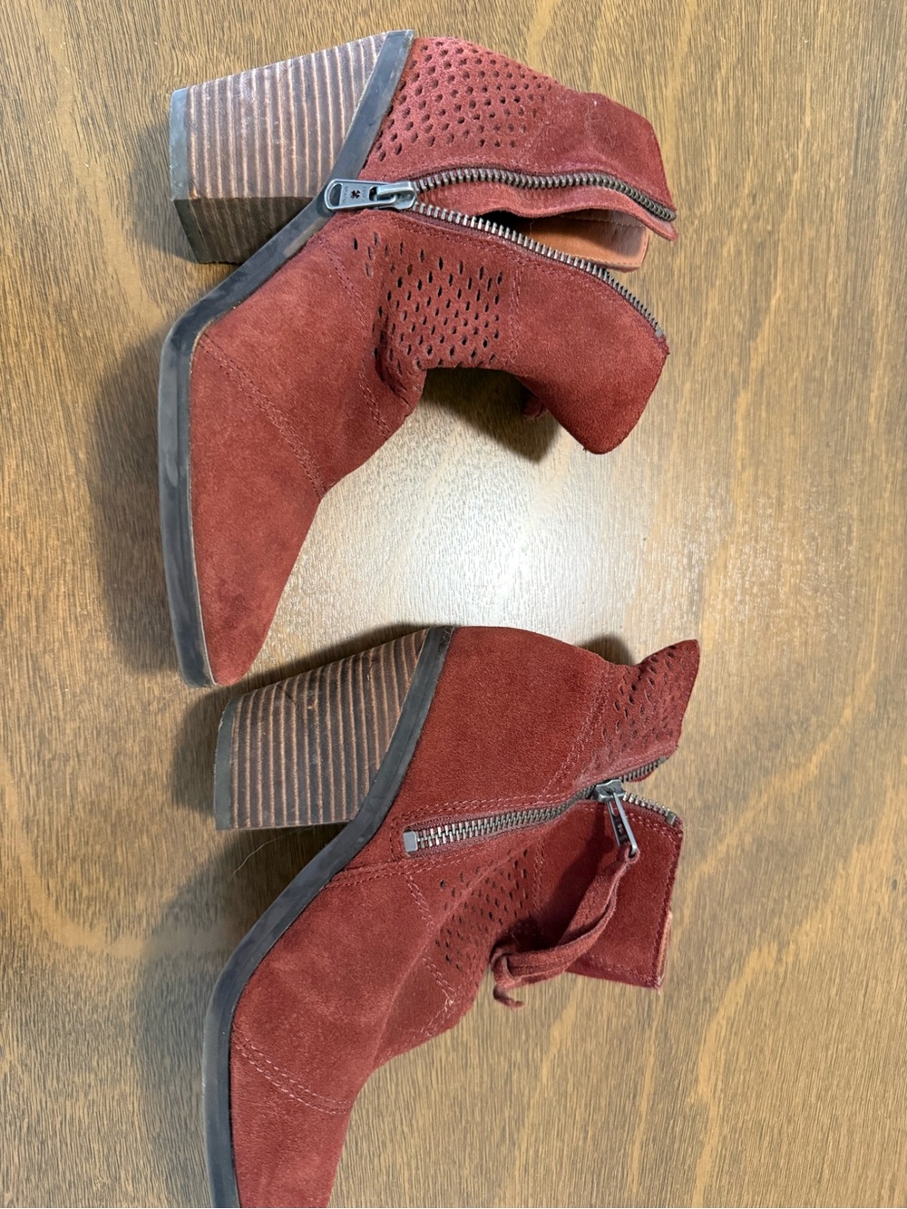 Lucky Brand Women's Suede Ankle Booties in Burgundy Red
